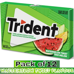 Trident Watermelon Twist Flavour Sugar-Free Chewing Gum – 14 Pieces – Pack of 12