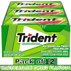 Trident Watermelon Twist Flavour Sugar-Free Chewing Gum – 14 Pieces – Pack of 12