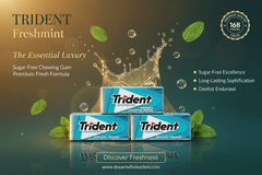 Trident FreshMint Flavour Sugar-Free Chewing Gum – 14 Pieces – Pack of 12