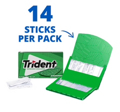 Trident Spearmint Gum – Open Pack with 14 Sticks – Long-Lasting Fresh Breath