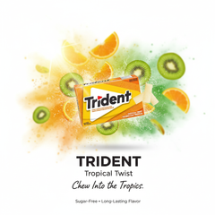 Trident Sugar-Free Chewing Gum – Assorted Flavours – 14 Pieces – Pack of 12