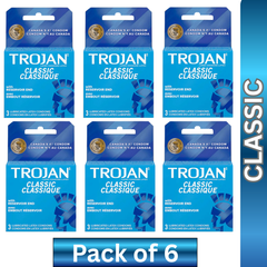 Trojan Classic Latex Condoms – Pack of 6 Boxes, 18 Condoms Total
