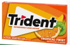 Trident Tropical Twist Sugar-Free Pack of 1 – with 14 Sticks – Fruity Chewing Gum