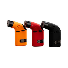 Maven Tusk Torch Lighters in Black, Red, and Orange – Set of Refillable Butane Jet Flame Pocket Torches