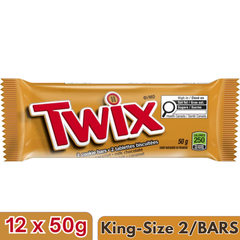 Twix Full Size Caramel Cookie Milk Chocolate Bars — Pack of 12 × 50g (2 Cookie Sticks per pack)