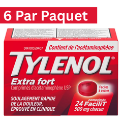 Tylenol Extra Strength 500mg Acetaminophen Tablets – Easy-to-Swallow Coated – 24 Count (Pack of 6)