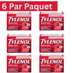 Tylenol Extra Strength 500mg Acetaminophen Tablets – Easy-to-Swallow Coated – 24 Count (Pack of 6)