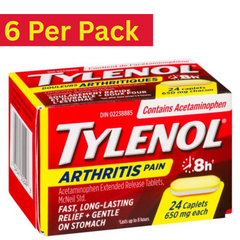 Tylenol Arthritis Pain Caplets 650mg Extended Release – 24 Caplets Pack of 6 – Bulk Pain Relief Tablets