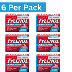 Tylenol Muscle Aches & Body Pain Caplets 650mg Extended Release – 16 Count Box, Pack of 6 – Wholesale Pain Relief Medicine