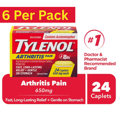 Tylenol Arthritis Pain Caplets 650mg Extended Release – 24 Caplets Pack of 6 – Bulk Pain Relief Tablets