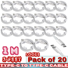 Type-C to Type-C Fast Charging Cable – 1M / 3FT – Loose Pack of 20