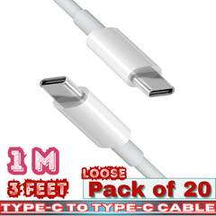Type-C to Type-C Fast Charging Cable – 1M / 3FT – Loose Pack of 20