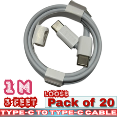 Type-C to Type-C Fast Charging Cable – 1M / 3FT – Loose Pack of 20