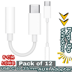 USB-C to 3.5mm Headphone AUX Jack Adapter – Type-C Audio Converter – Pack of 12 – MH20