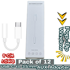 USB-C to 3.5mm Headphone AUX Jack Adapter – Type-C Audio Converter – Pack of 12 – MH20