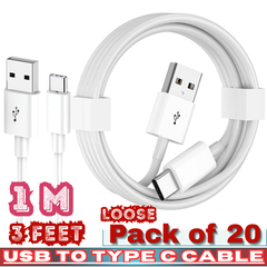 USB to Type-C Fast Charging Cable – 1M / 3FT – Loose Pack of 20