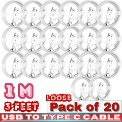 USB to Type-C Fast Charging Cable – 1M / 3FT – Loose Pack of 20