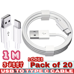 USB to Type-C Fast Charging Cable – 1M / 3FT – Loose Pack of 20
