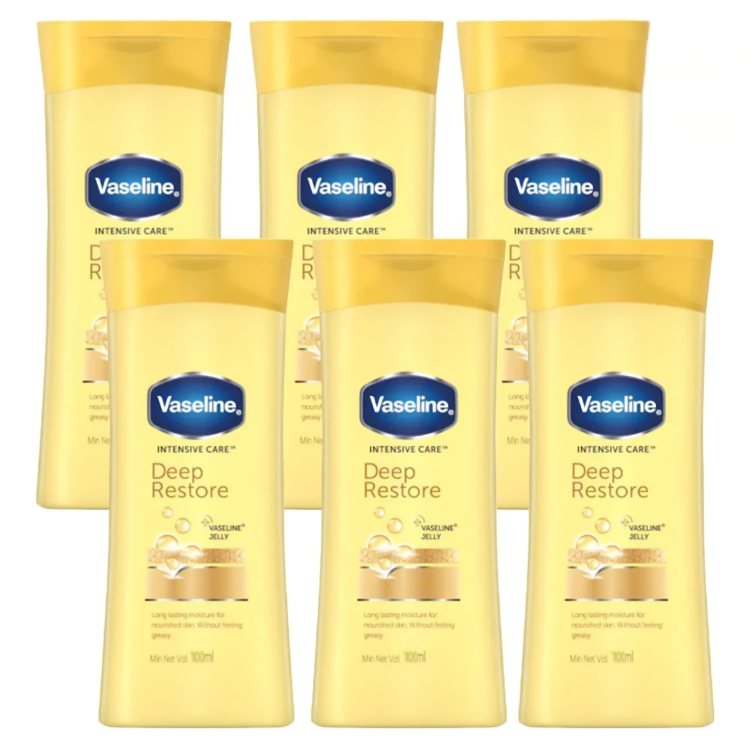 Vaseline Intensive Care Deep Restore Lotion 100ml Pack of 6 – Moisturizer for Dry Skin