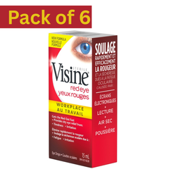 Visine Workplace Eye Drops 15ml – Dust, Dryness, Redness & Eye Strain Relief – Pack of 6