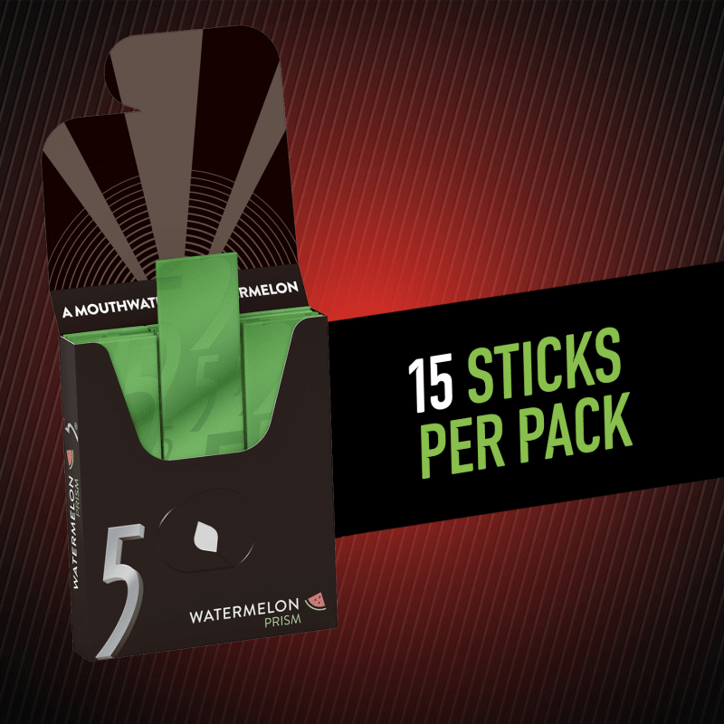5 Gum Prism Electric Watermelon – 15 Sticks Per Pack – Sugar-Free Chewing Gum