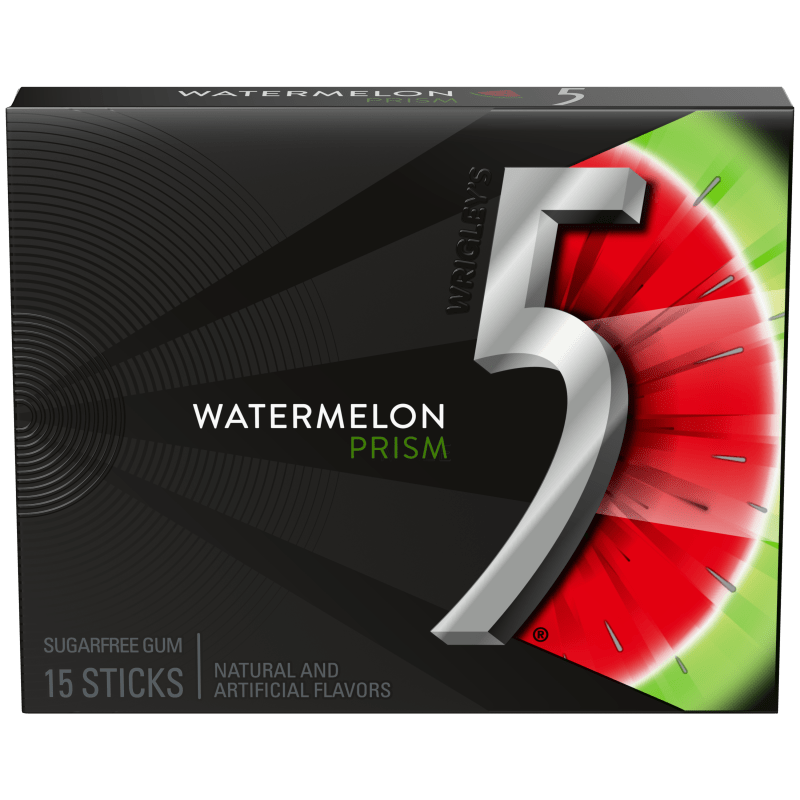5 Gum Prism Electric Watermelon – 1 Pack – Sugar-Free Chewing Gum