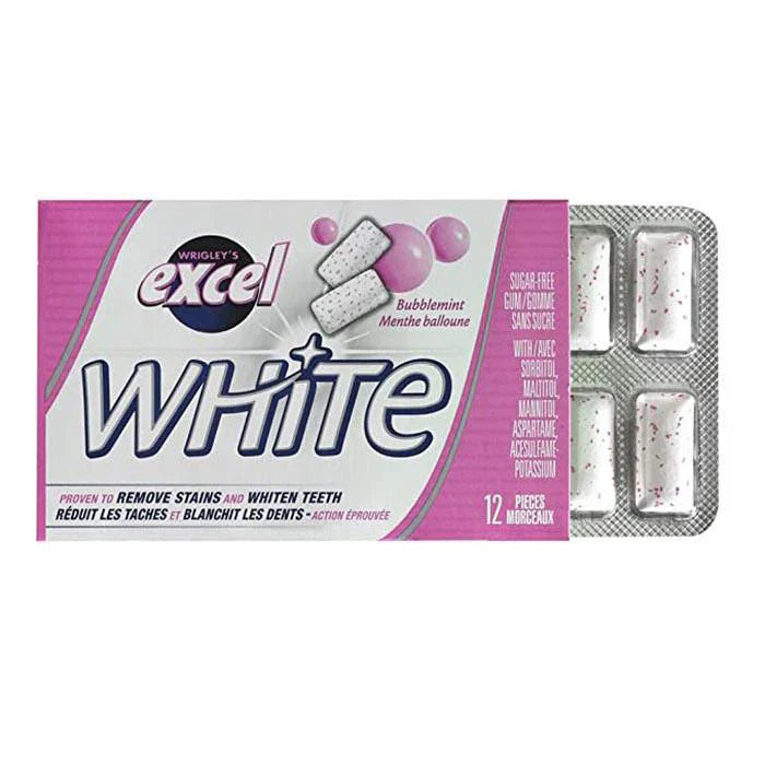 Excel White Bubblemint Sugar-Free Gum – Whitening Chewing Gum – 1 Pack – Canadian Excel Gum