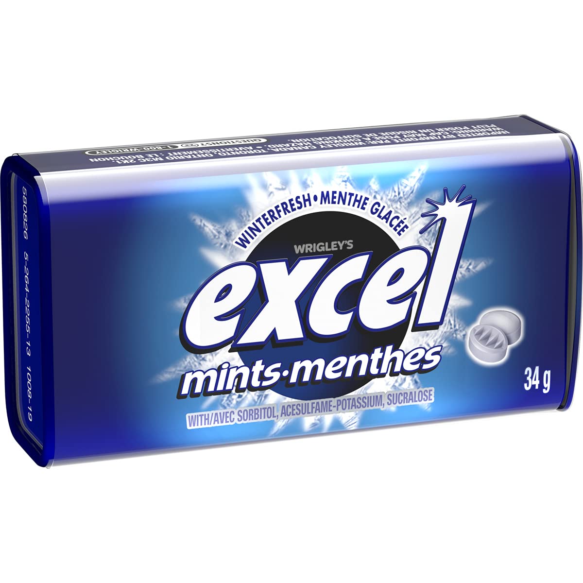 Excel Mint Winterfresh flavor sugar-free mint in 1 convenient pocket-sized tins for fresh breath