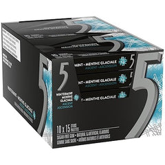 5 Gum Wintermint Ascent Sugar-Free Chewing Gum – 15 Sticks, Box of 10 Packs