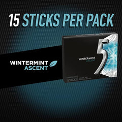 5 Gum Wintermint Ascent Sugar-Free Chewing Gum – 15 Sticks Per Pack