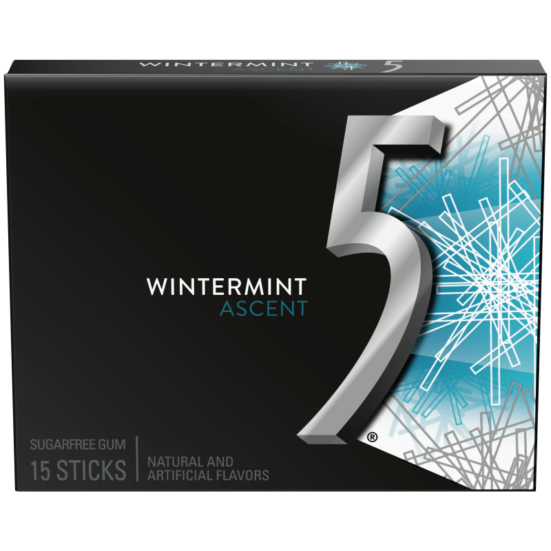 5 Gum Wintermint Ascent Sugar-Free Chewing Gum – 1 Pack, 15 Sticks