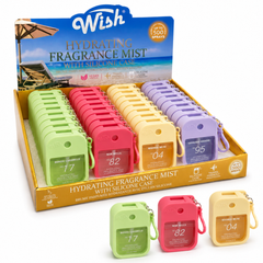 Wish Hydrating Fragrance Mist with Silicone Case, 4 Fragrances, 35ml, 40 Piece Display Box