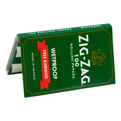 Zig-Zag Green Wetproof Free-Burning Single Wide Rolling Papers – Single Packs (100 Leaves Each)