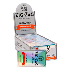 Zig-Zag Silver Ultra Thin Slow Burning Rolling Papers – Single Wide | Carton of 25 Packs (100 Leaves per Pack)