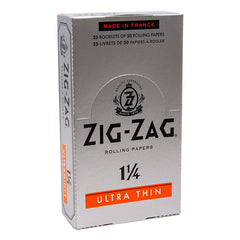 Zig-Zag Ultra Thin 1¼ Slow Burning Rolling Papers – 25 Packs, 50 Leaves Each