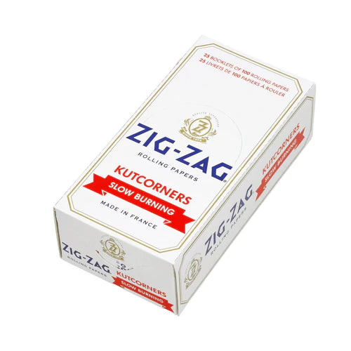 Box of Zig-Zag White Kutcorners Rolling Papers Carton – 25 Packs of 100 Leaves