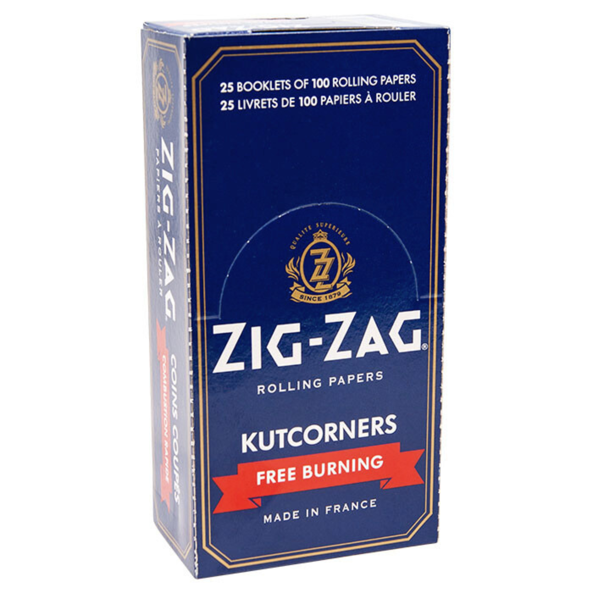 Zig-Zag Blue Kutcorners Rolling Papers Box – Single Wide (25 Packs)