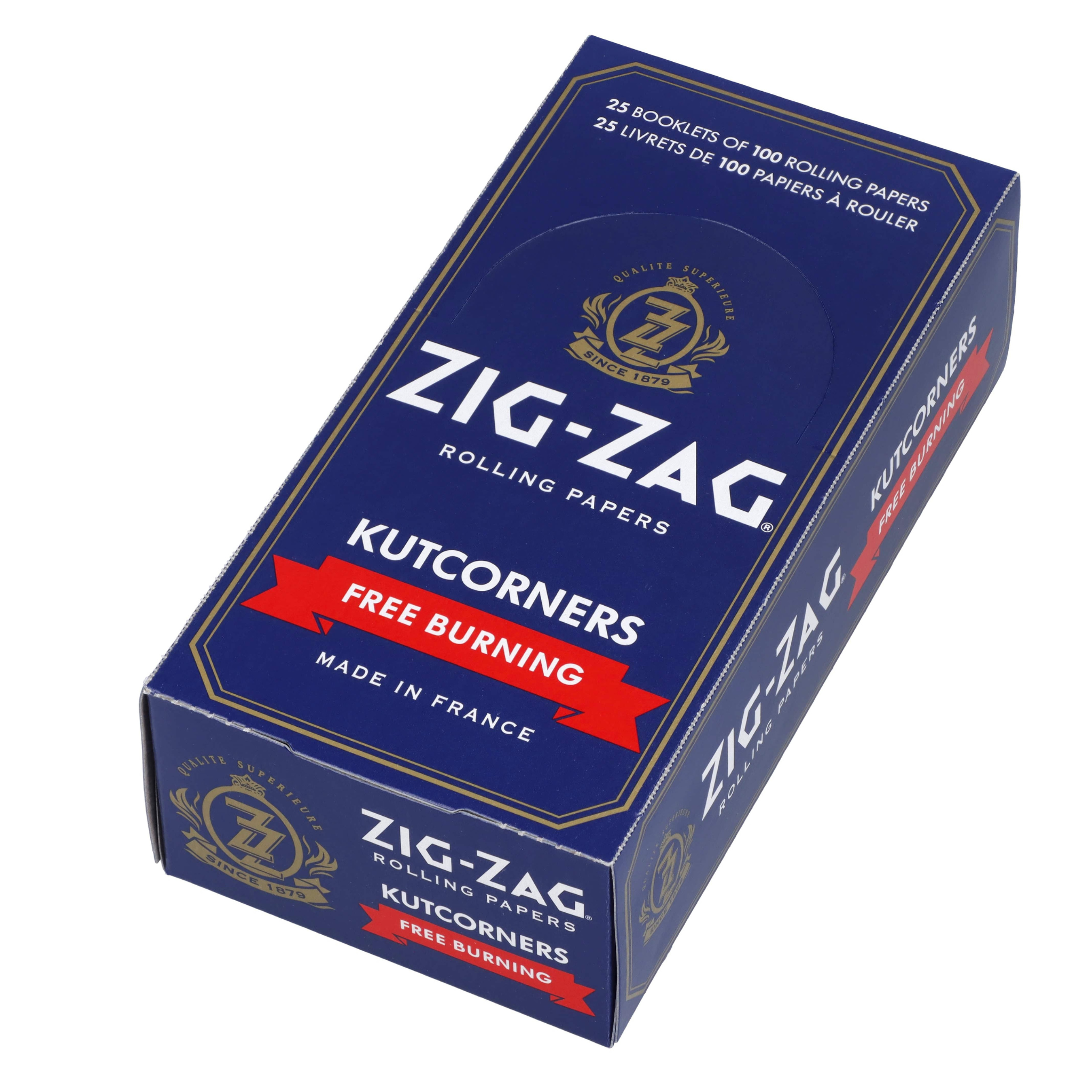 Zig-Zag Blue Kutcorners Rolling Papers Box – Single Wide (25 Packs)