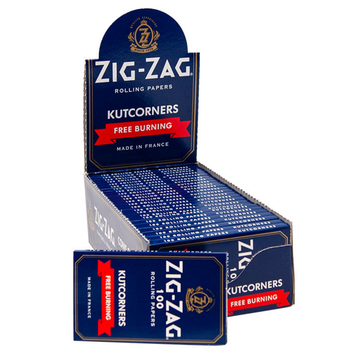 Zig-Zag Blue Kutcorners Rolling Papers Box – Single Wide (25 Packs)