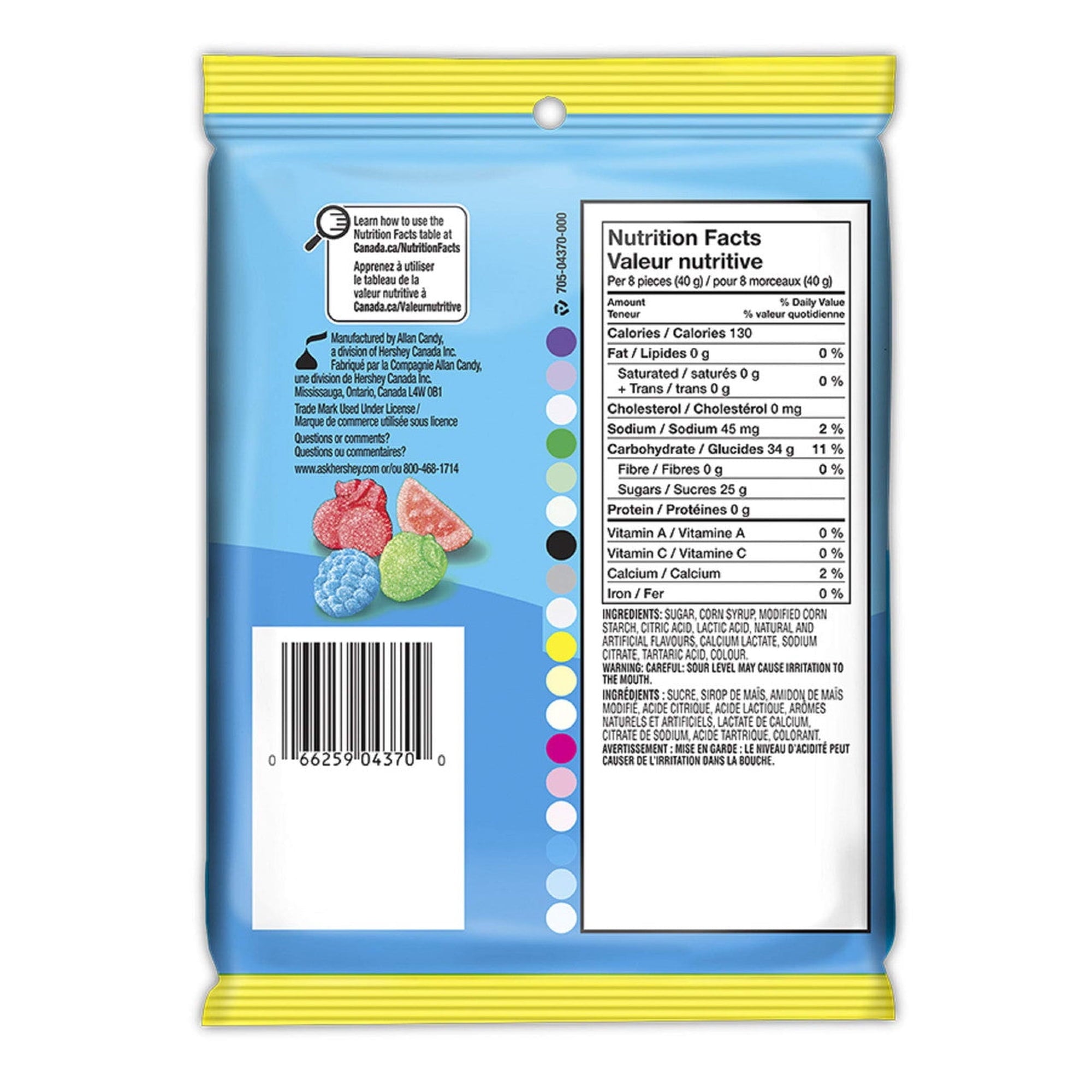 Jolly Rancher Fruity Sour 182g – Back of Bag