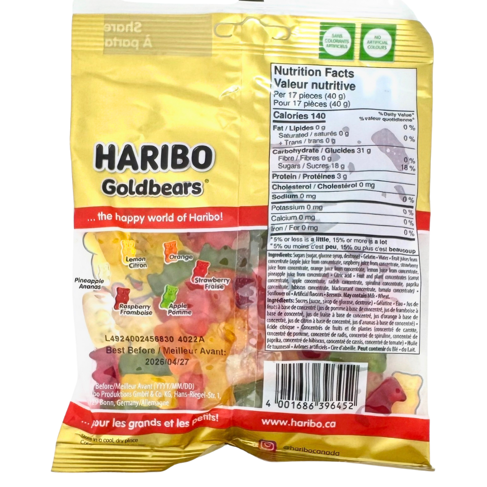 Haribo Goldbears 150g – Nutrition Facts