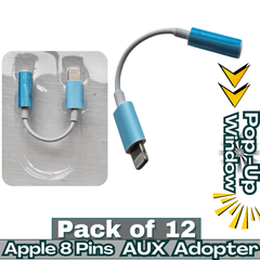 Lightning to 3.5mm AUX Audio Jack Adapter for Apple 8-Pin Phones – Popup Supported – Pack of 12