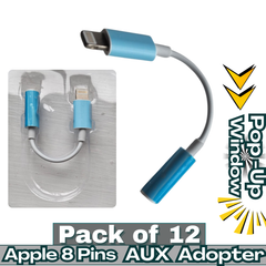 Lightning to 3.5mm AUX Audio Jack Adapter for Apple 8-Pin Phones – Popup Supported – Pack of 12