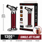 Soul Lighters Turret chrome table torch lighter, burgundy, 16 cm pedestal, 1300C