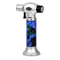 Soul Lighters Triton Necro Cannabis-Skull Triple-Jet Butane Torch Lighter – Pistol-Grip, 1300°C, Continuous Burn (Box of 8, 15 cm)