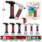 Soul Lighters 19400 Kaleido psychedelic butane torch lighter box of 6, matte black and silver, 13.5 cm