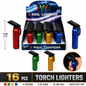 Soul Lighters Solid Metallic Small-Size Torch Lighter, Pack of 16