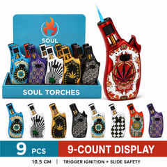 Soul Lighters Pistol-Grip Art-Print Jet Torch Lighter, 9 designs, 9-count display