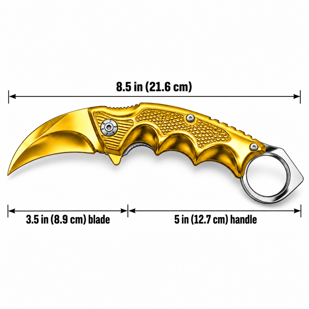 Gold folding karambit knife