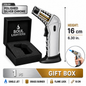 Soul Lighters Caliber pistol-grip butane torch lighter, polished silver chrome, brass burner, 16 cm